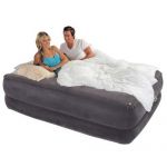 Intex Матрац-кровать для отдыха- FOAM TOP BED (синий, флок. покрытие, встр. электронасос, 203х152х56)